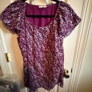 Purple and White Tiered Blouse